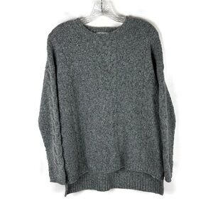 Madewell Lambs Wool Cable Knit Long Sleeve Ribbed Sweater in Gray